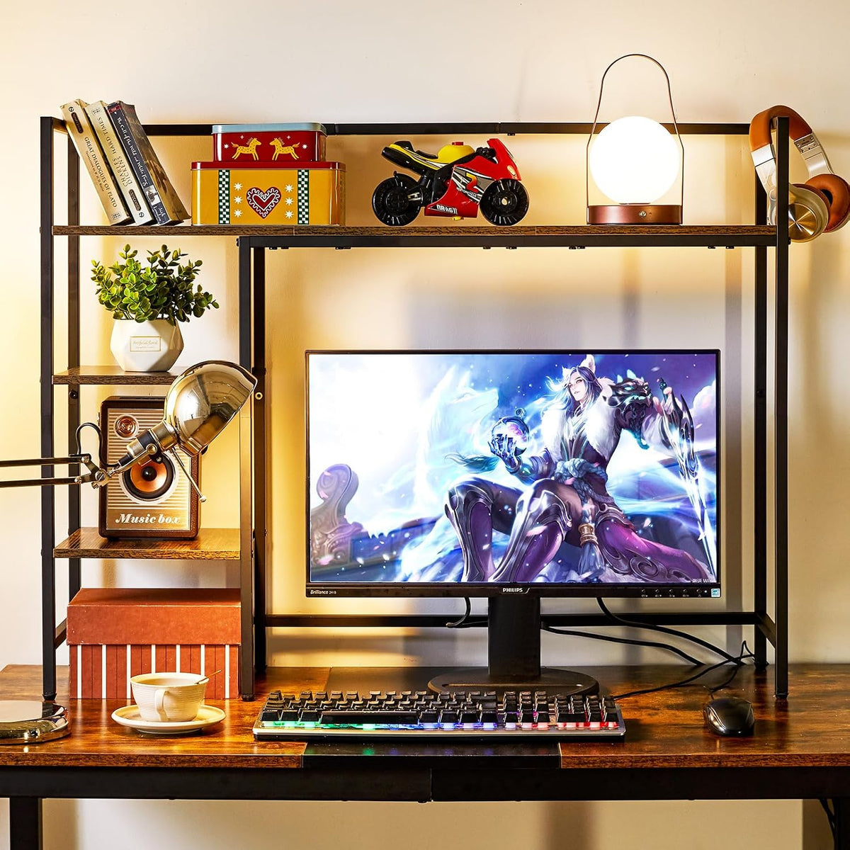 IBUYKE Desk Shelf,Computer Desktop Bookcase,37.8 Inch Multipurpose Wood Desk ...