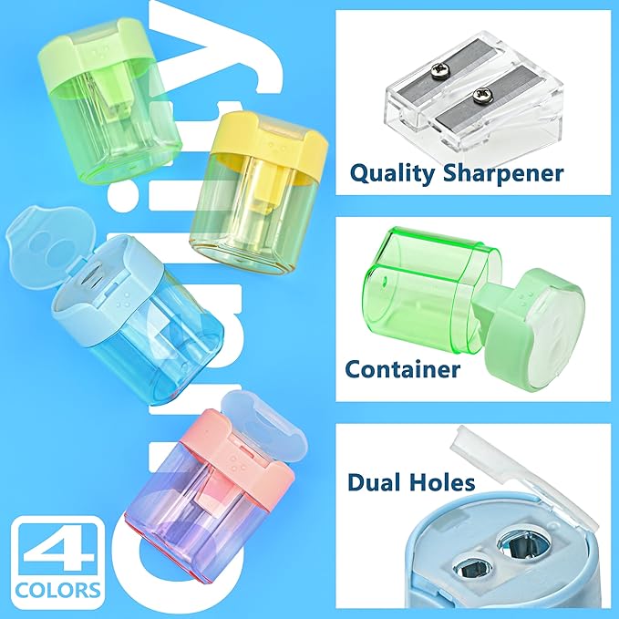 Small Pencil Sharpener for Kids, BOPART 24pcs Colored Pencil Sharpeners Manual - Image 3