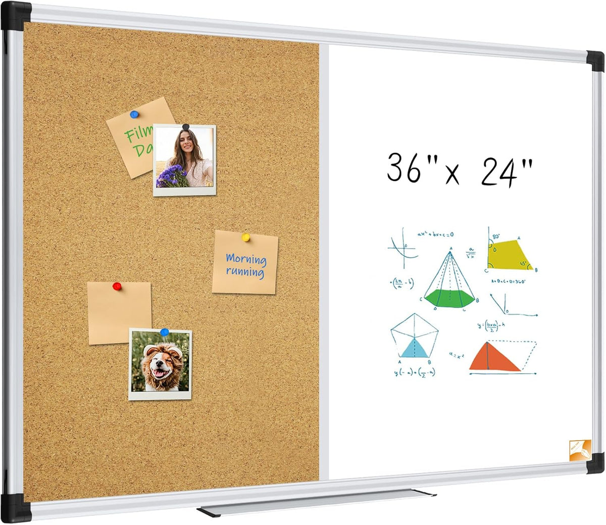 XBoard Magnetic White Board and Bulletin Corkboard Combination, 36 x 24 Inch ...