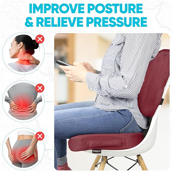 FORTEM Seat Cushion, Office Chair Cushion, Lumbar Support Pillow - Image 5
