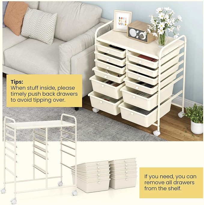 Giantex 12 Drawers Rolling Storage Cart, Classroom Organizers - Image 5