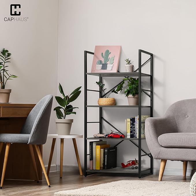 CAPHAUS 4 Tier Bookshelf, 24 Inch Width Free Standing Shelf, Bookcase Shelf - Image 2