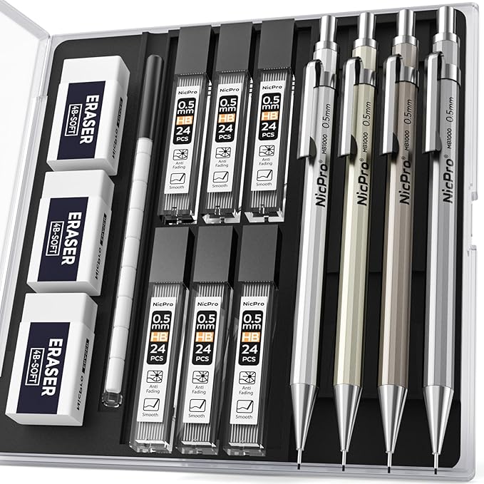 Nicpro 4 Pack Mechanical Pencil 0.5 mm by Nicpro