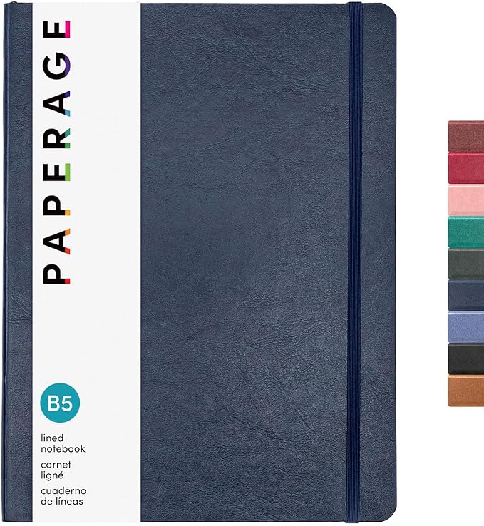 PAPERAGE Softcover Lined Journal Notebook, 176 Pages, Large B5 College Ruled by PAPERAGE