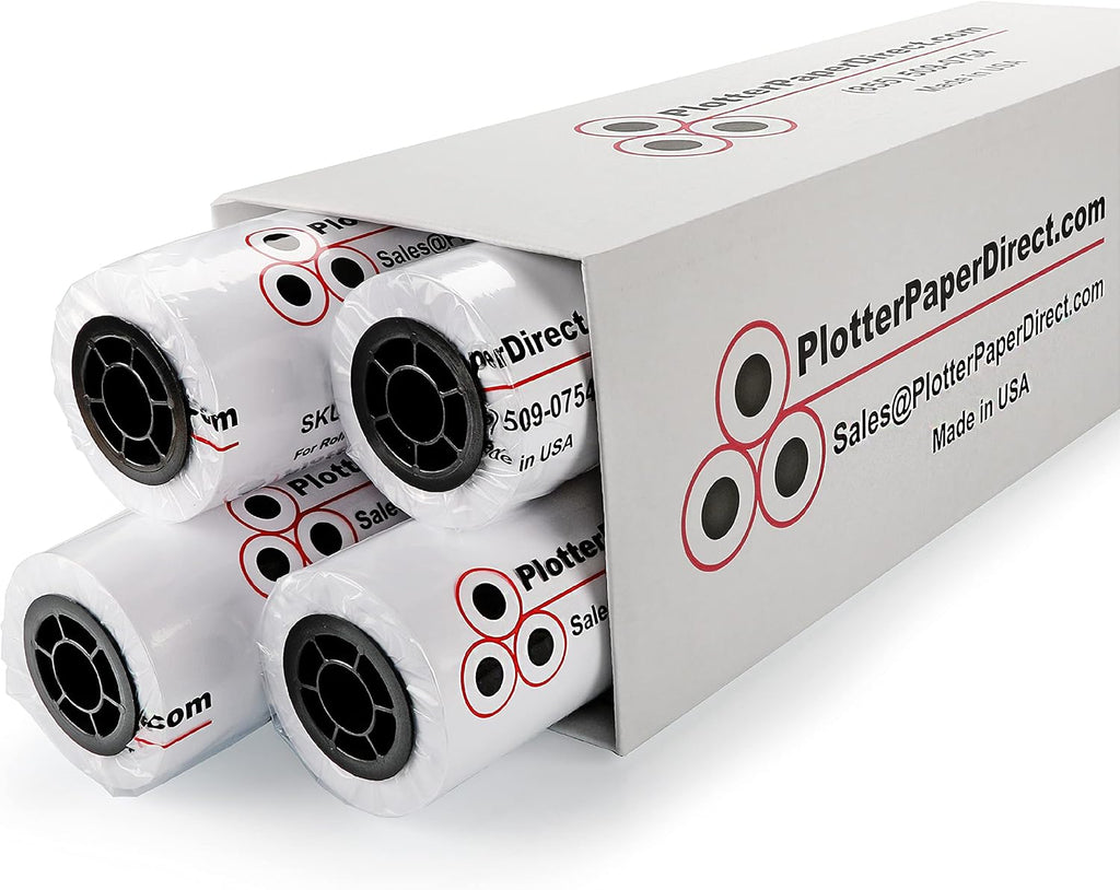 Plotter Paper Direct (20lb, Uncoated | 4 Rolls, 2" Core | 36 In x 150 Ft) for CAD Printing on Wide Format Ink Jet Printers