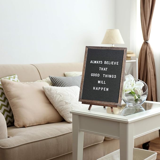 Felt Letter Board with Rustic Vintage Frame and Stand 12x16 inch, Numbers and - Image 5