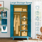 bevivog 71" metal storage cabinet, tall utility closet, side view