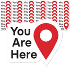 50pcs You are Here Bright Red Die Cut Vinyl Stickers 0.5 Inch | 0.5 Inch Small Map Pointer Stickers for Travel & Directories - Bright Red Die Cut Vinyl