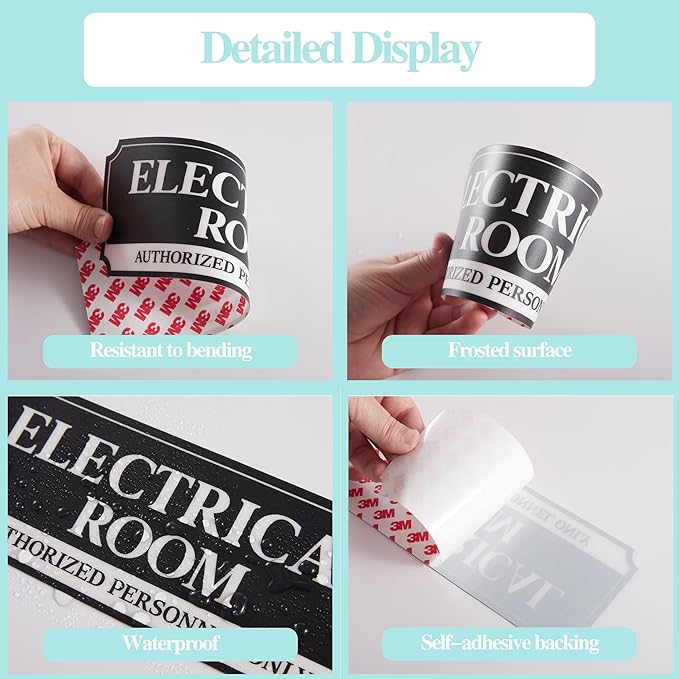 Electrical Room Door Sign for Business，Self-Adhesive Durable Modern Electrical - Image 4