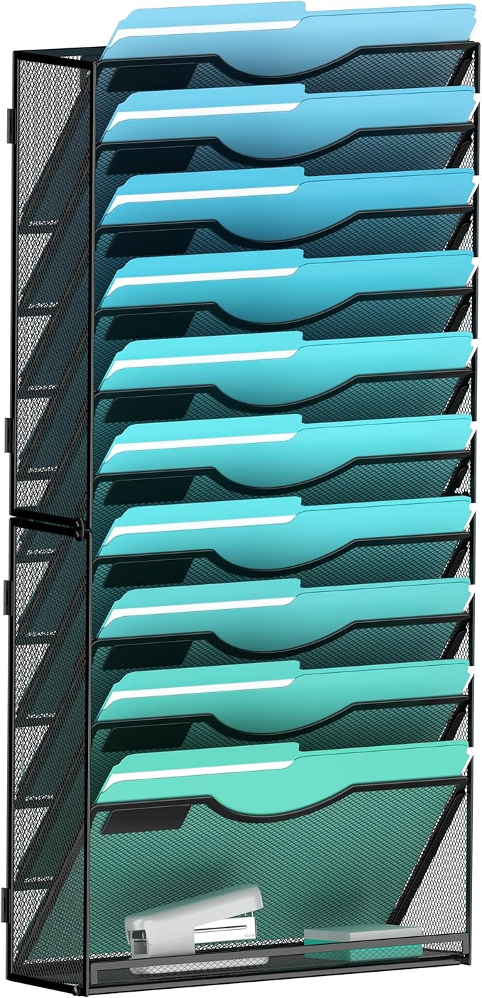 Gawerk 11-Tier Wall File Organizer Hanging Wall File Holder Wall Mount Paper by Gawerk