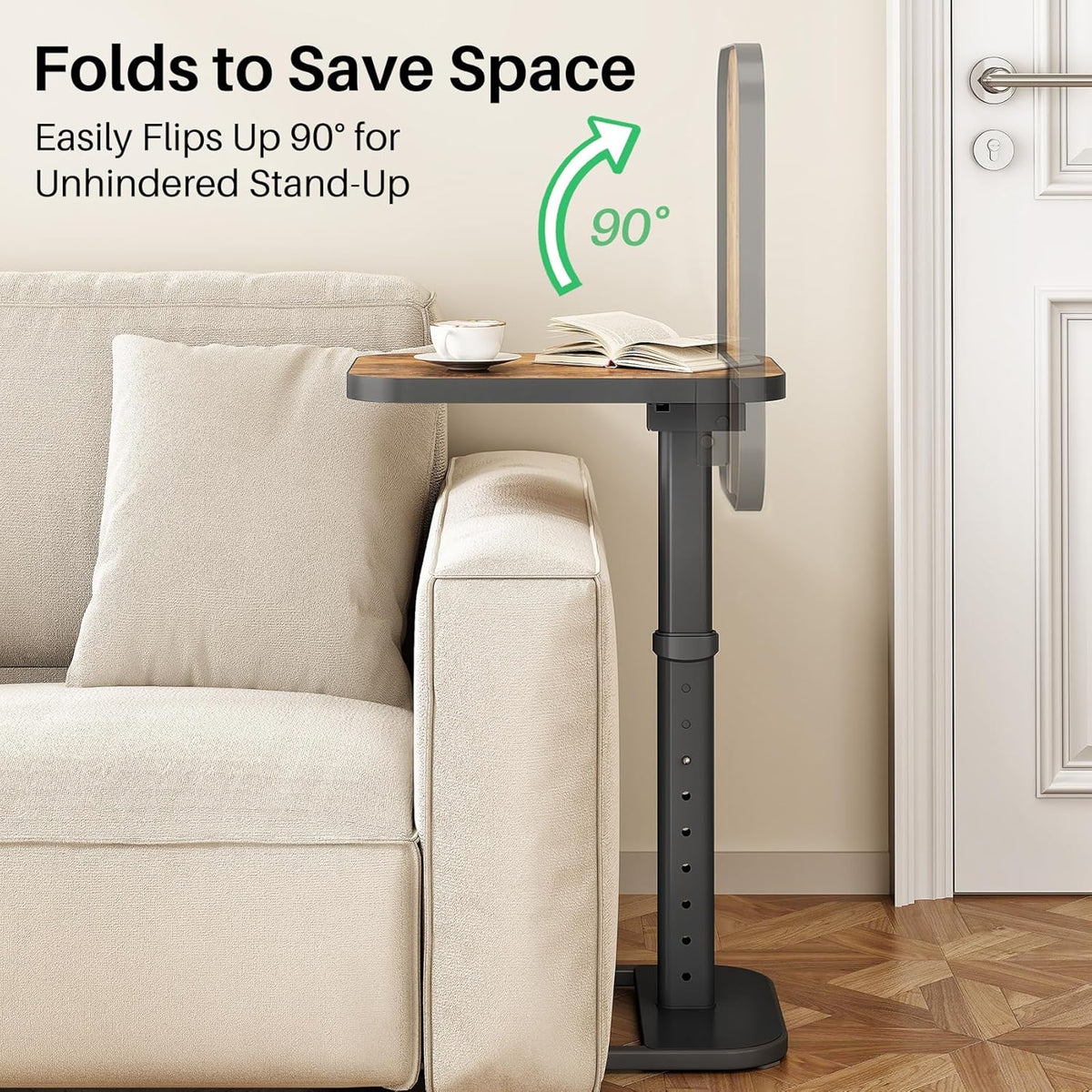 Kitstorack TV Tray Table, Adjustable Height & Flip-Top & Rounded Meta...