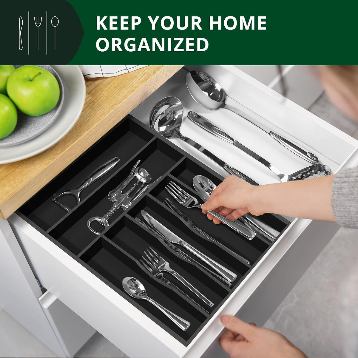 ROYAL CRAFT WOOD Luxury Bamboo Kitchen Drawer Organizer - Silverware Organize...