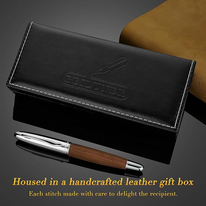BEILUNER 318 Luxury Leather Pen, Full Grain Oil Tan Crazy Horse Cowhide Leather - Image 5