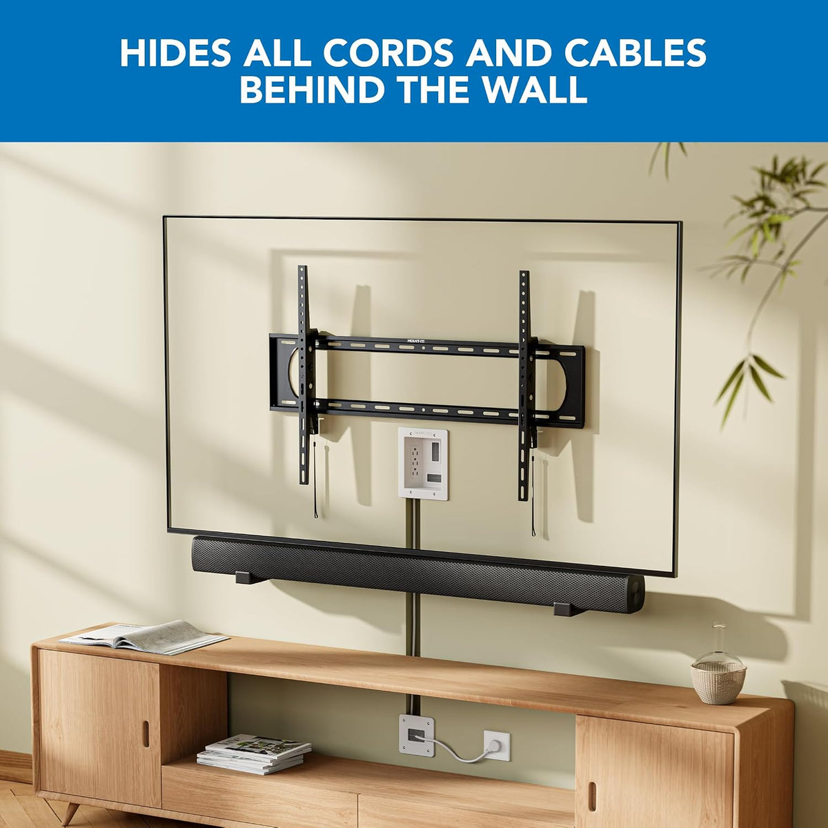 Mount-It! in-Wall TV Cable Concealer Kit with Recessed Power – Triple Outlet,...