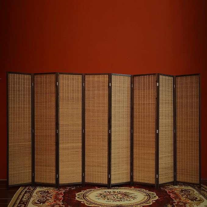 Furnnylane 8 Panel Bamboo Room Divider and Folding Panel Screen, Bamboo Panel - Image 2