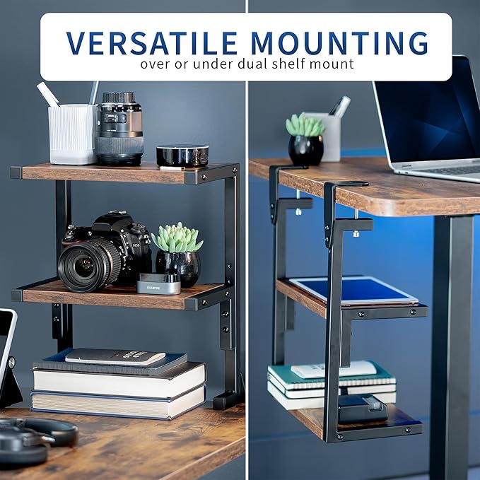 VIVO Clamp-on 13 inch Above or Below Desk 2-Tier Shelving Unit - Image 4