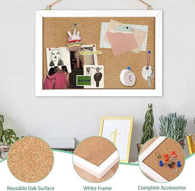 Cork Board Bulletin Board 12 x 7.8 Inches - Image 3