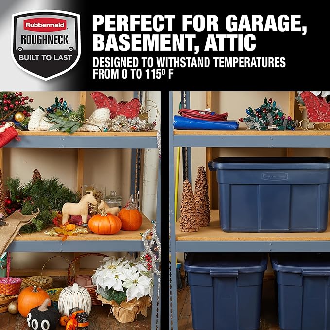 Rubbermaid Roughneck Tote 31 Gal, 3 Pack, Made in USA, Dark Indigo Metallic - Image 5