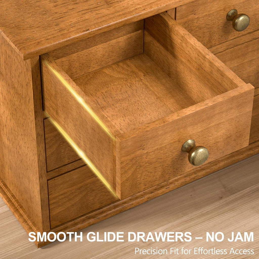 oak desk organizer with drawers, durable wooden desktop, package contents