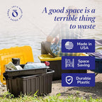 homz durabilt plastic storage bins with lids, 15 showing dimensions