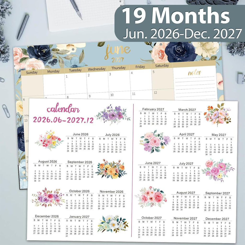 Guasslee Desk Calendar 2026-2027, 19 Month Jun 2026-Dec 2027, 17" X 11.5" | Academic Wall Calendar With To-Do List, Notes Section For School Year Office Home Teacher Planning