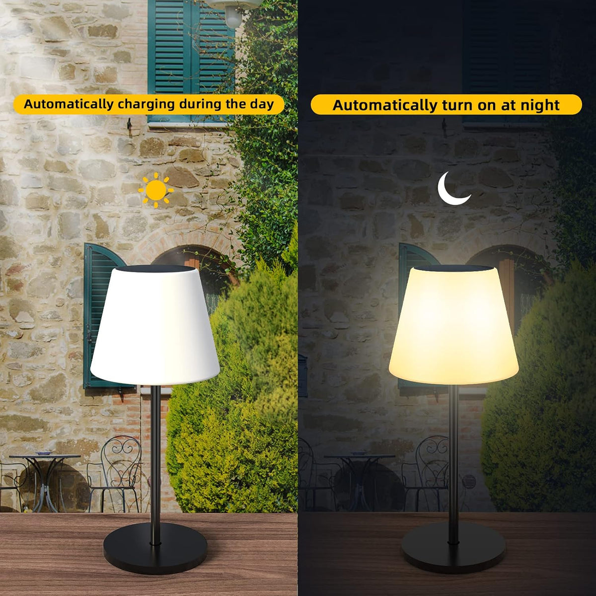 Gewiny Solar Table Lamp Outdoor Solar Lamp Waterproof with Light Sensor,Outdo...