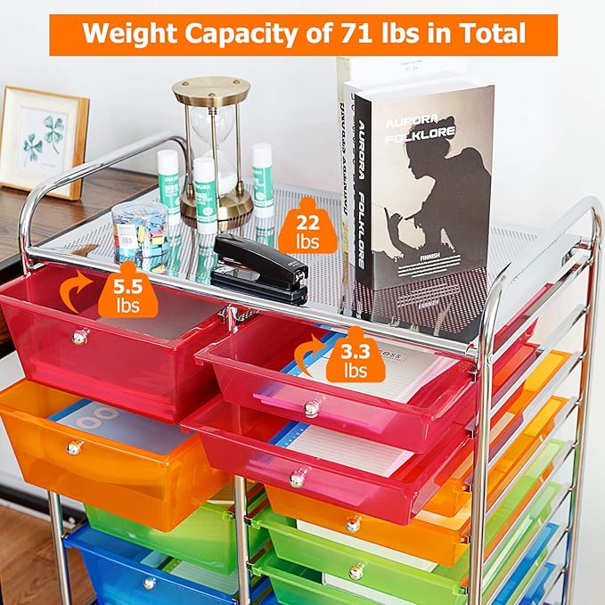 HAPPYGRILL 15-Drawer Rolling Cart, Storage Carts - Image 6