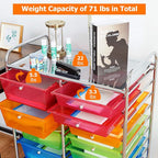 HAPPYGRILL 15-Drawer Rolling Cart, Storage Carts - Image 6