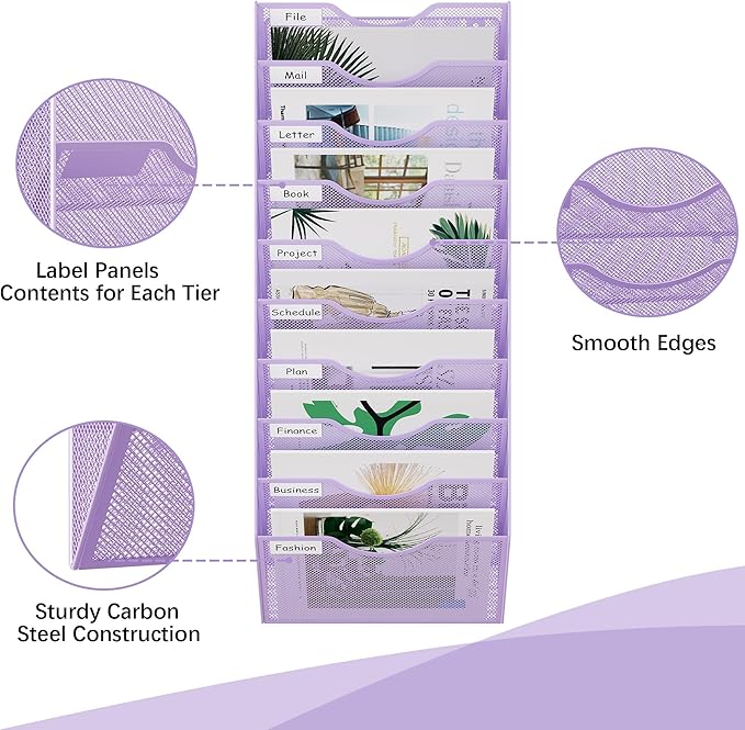 EasyPAG 10 Pocket Mesh Wall File Organizer, Hanging Paper Folder Holder - Image 3