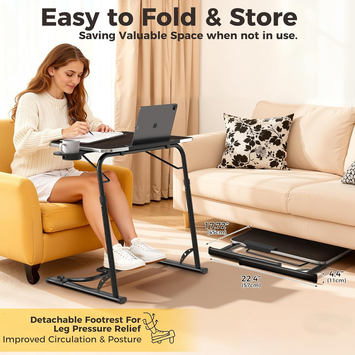 FoldWise Upgraded Folding TV Tray Table, Sturdy Couch & Dinner Laptop Table