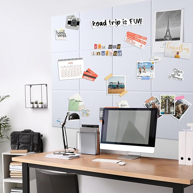 AKTOP White Cork Bulletin Board 47"x35", 12 Pack Removable Felt Cork Board Tiles - Image 8