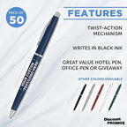 DISCOUNT PROMOS Custom Langham Ballpoint Pens Set of 50, Personalized Bulk Pack - Image 2