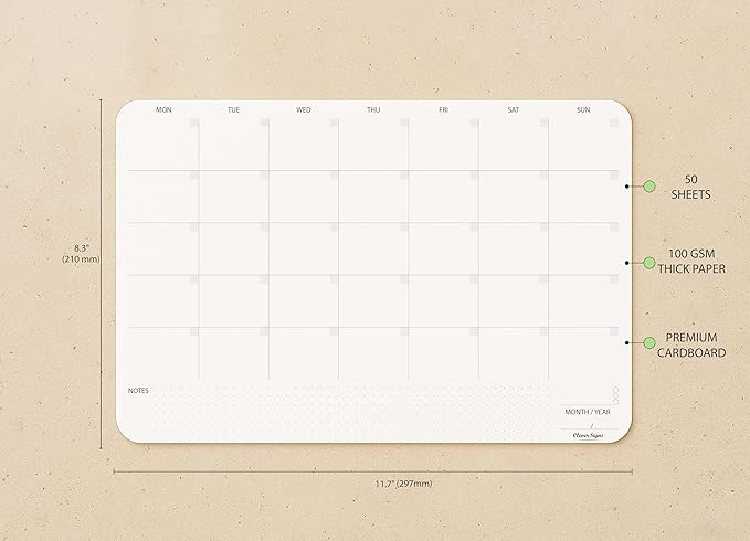 Undated Monthly Planner Notepad, Desk Calendar - Image 3