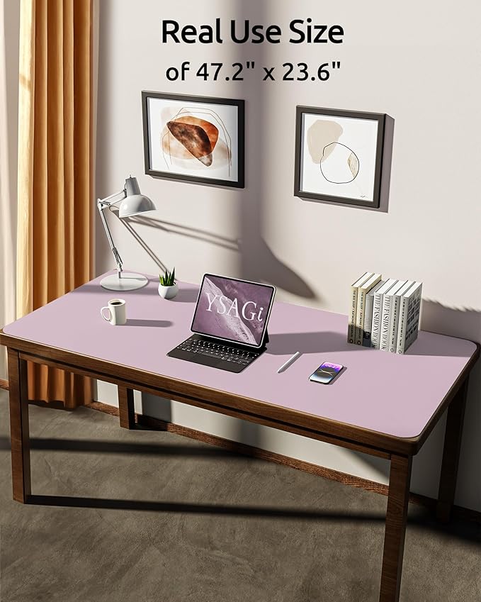 YSAGi Leather Desk Pad Protector, Office Desk Mat, Large Mouse Pad, Non-Slip PU - Image 3