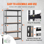 vevor storage shelves 5-tier adjustable 2000 lbs 30"x12"x60", package contents