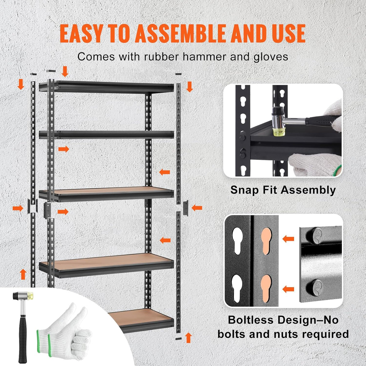vevor storage shelves 5-tier adjustable 2000 lbs 30"x12"x60", package contents