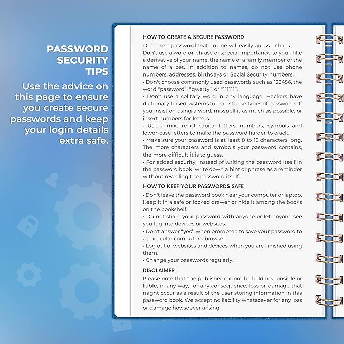 Clever Fox Password Book Spiral – Internet Address & Password Organizer - Image 5