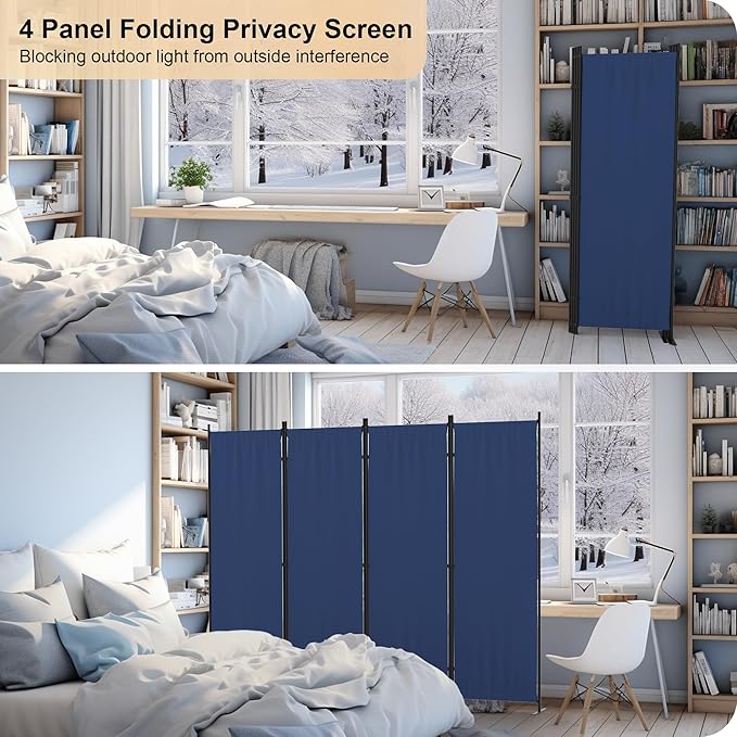 Kecreque Room Partitions and Dividers 4 Panel Portable Wall w/ 3 Wider Feet - Image 4