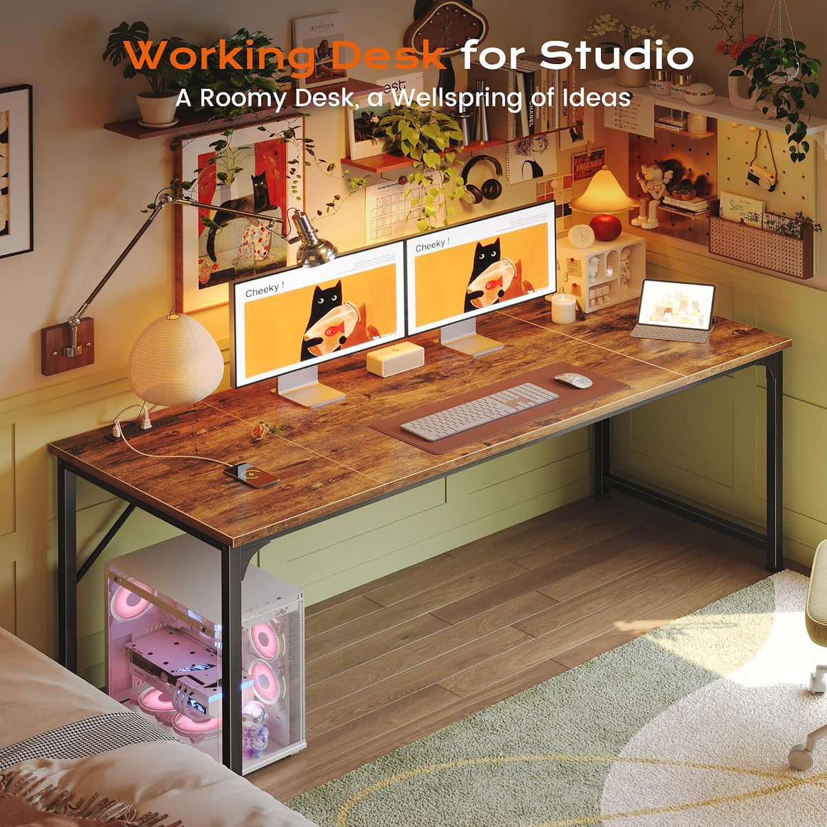PRAISUN 63 X 30 Inch Extra Deep Desk with Power Outlets