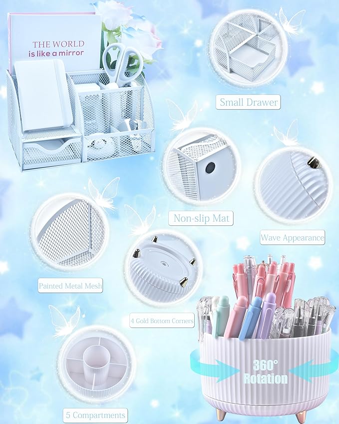 LXEVIHK 20Pcs White Desk Organizers and Accessories - Image 2