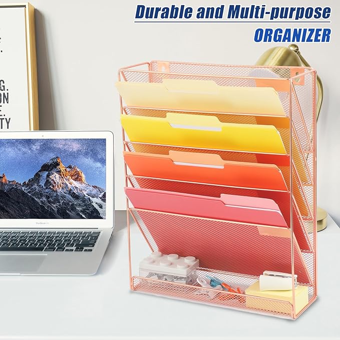 EASEPRES Desk File Organizer Mesh 6-Tier, Hanging Wall Mount Document - Image 7