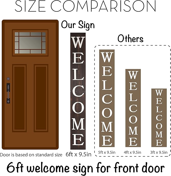 Tall Outdoor Welcome Sign for Front Door, 6ft Brown Welcome Sign, Rustic Tall - Image 2