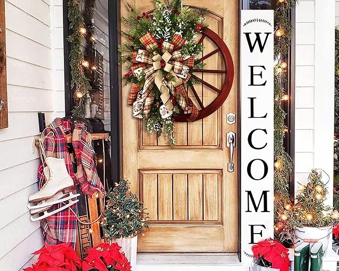 Tall Outdoor Welcome Sign for Front Door, 6ft White Welcome Sign, Rustic Tall - Image 3