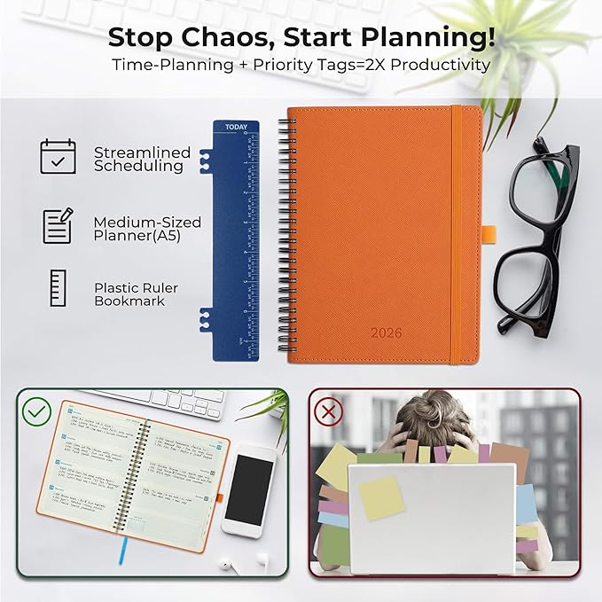 IN-LUXPRO Planner 2026 Daily Weekly and Monthly, 12 Months Spiral Bound - Image 8