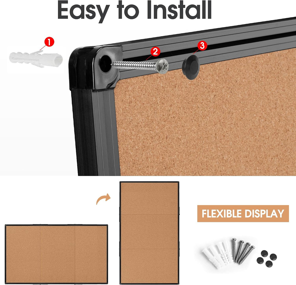 Extra Large Cork Bulletin Board 96" X 48", Foldable Notice Pin Boar...