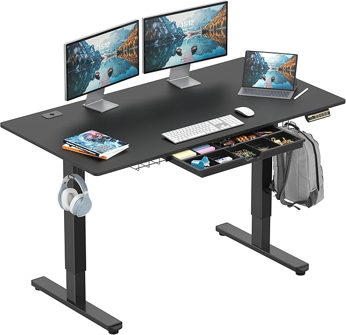 SHW 55 x 28 Inches Electric Height Adjustable Standing Desk by SHW