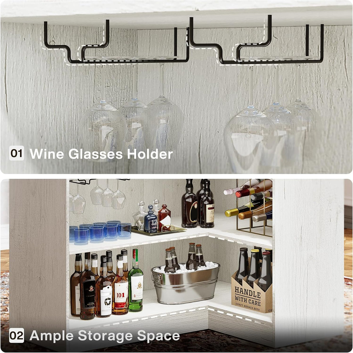 Tribesigns Bar Cabinet, L-Shaped Home Bar Table with Stemware Racks, 4-Tier C...
