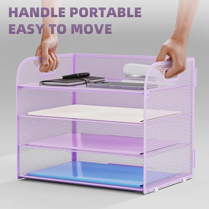 Marbrasse 2 Pack 4 Tier Paper Organizer Letter Tray - Image 5