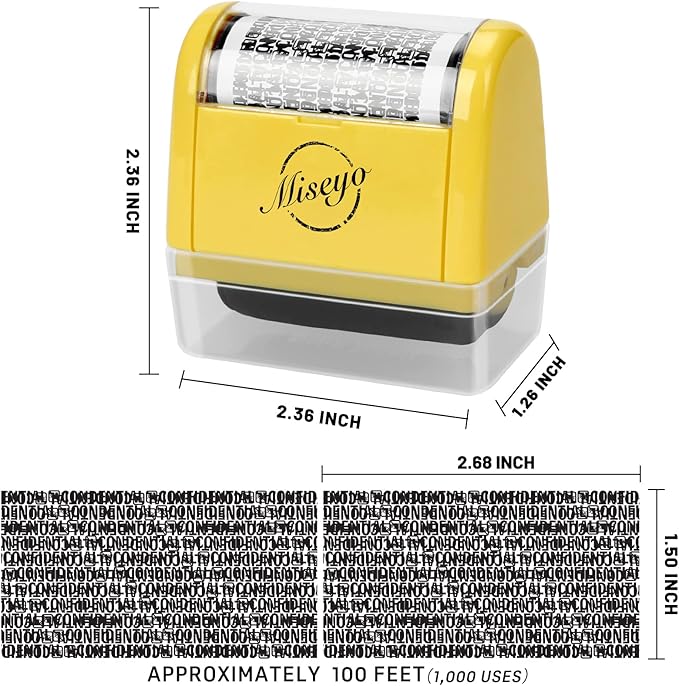 Miseyo Wide Identity Theft Protection Roller Stamp Set - Image 2