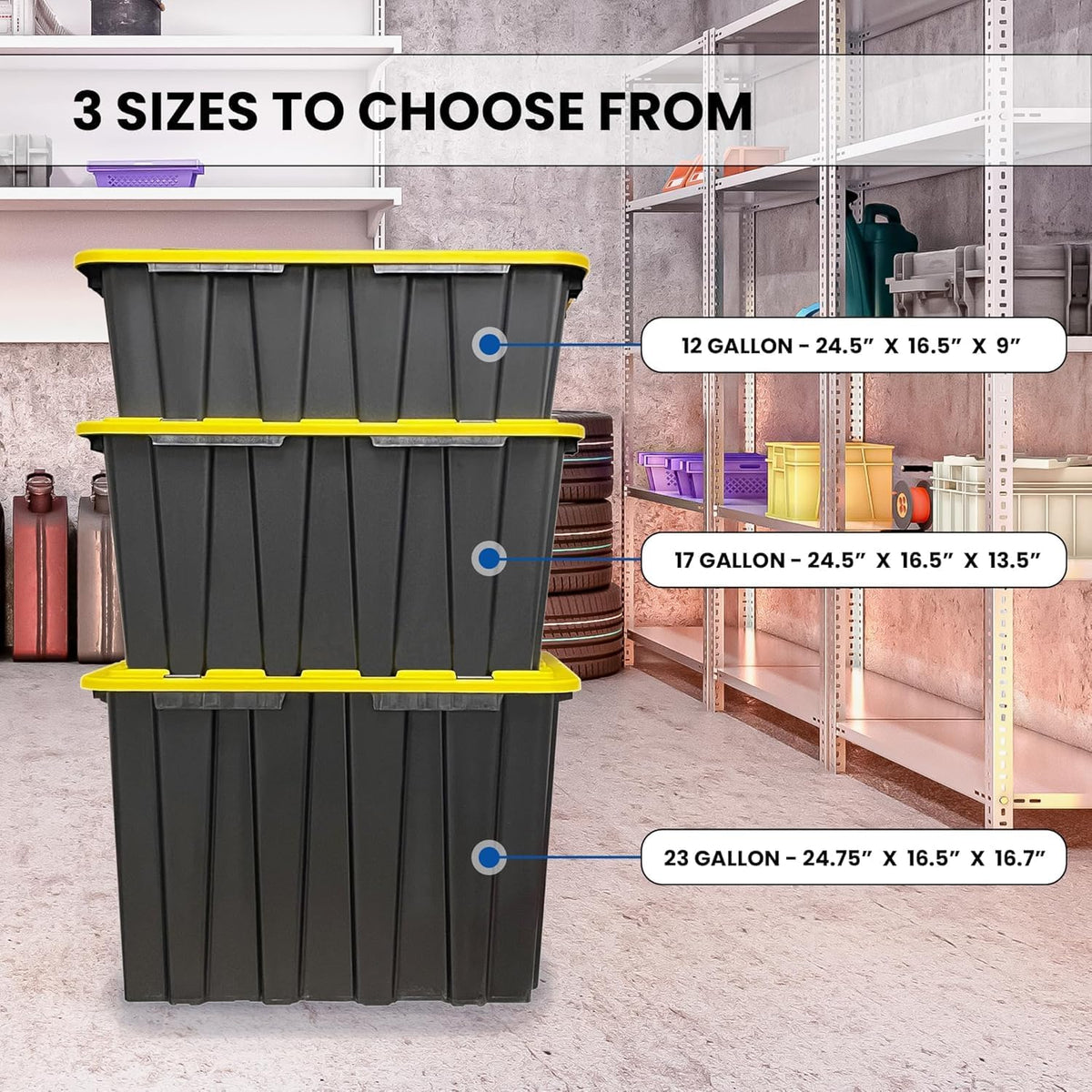 of 12 gallon medium black & yellow storage on a desk or shelf